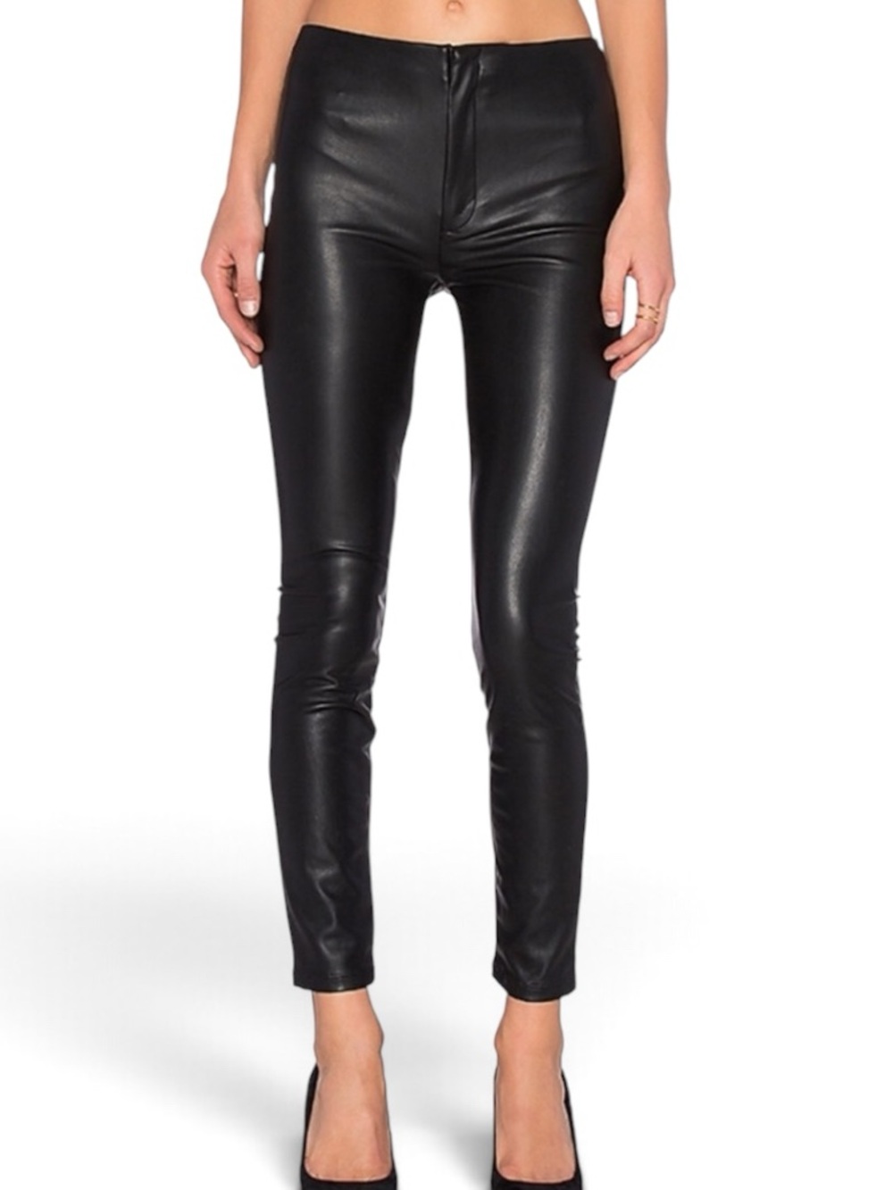 MOTHER High Waist Seamless Looker Black Faux Leather Ankle Pants — Size 25